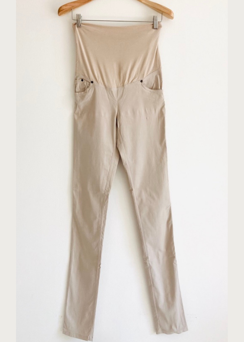 Beige slim maternity trousers mit mat mama label maternity clothes