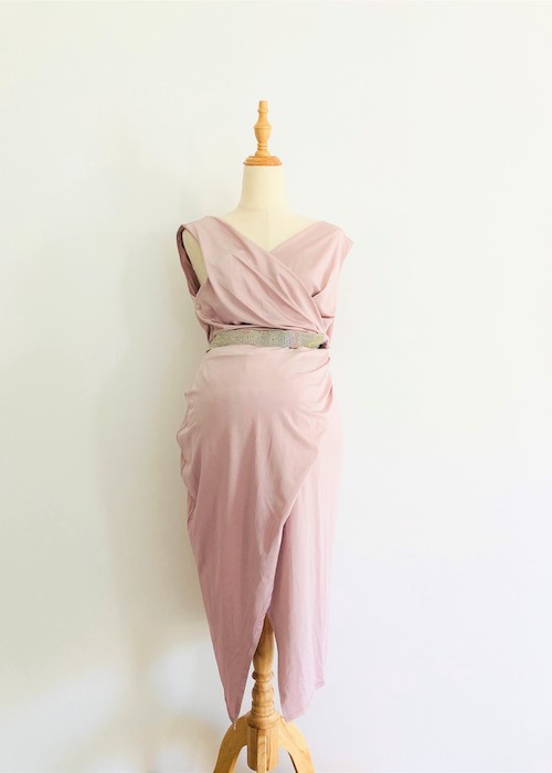 pink blush sequins maternity dress preloved