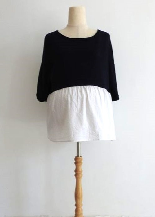contrast-loose-knit-blouse