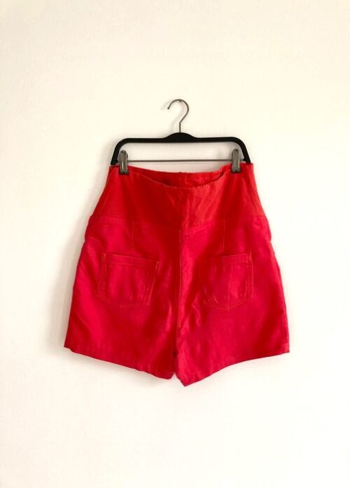 red-coral-seamless-over-bump-maternity-shorts